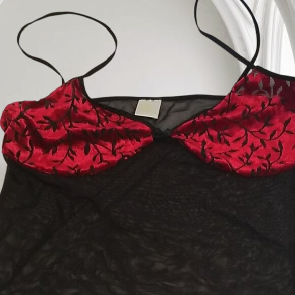 Red and Black Sheer Camisole Top - Picture 4 of 5
